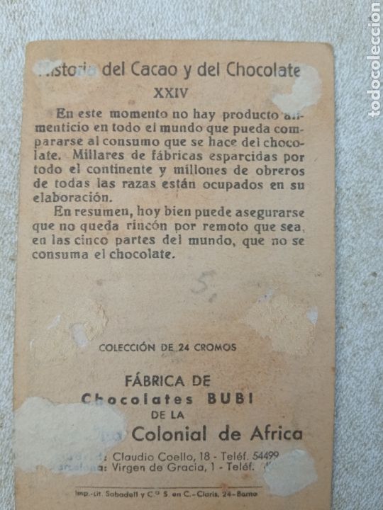 Coleccionismo cromos antiguos: HISTORIA DEL CACAO Y DEL CHOCOLATE - Foto 2
