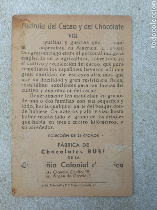 Coleccionismo cromos antiguos: HISTORIA DEL CACAO Y DEL CHOCOLATE - Foto 2