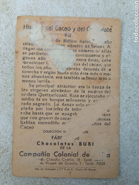 Coleccionismo cromos antiguos: HISTORIA DEL CACAO Y DEL CHOCOLATE - Foto 2