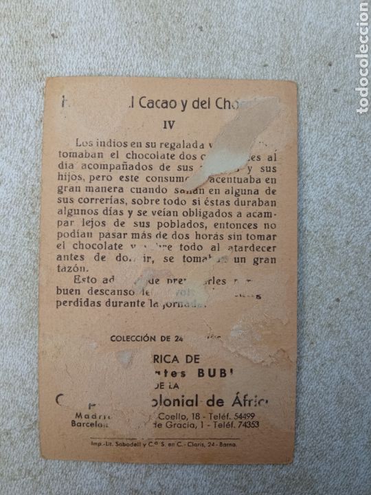 Coleccionismo cromos antiguos: HISTORIA DEL CACAO Y DEL CHOCOLATE - Foto 2