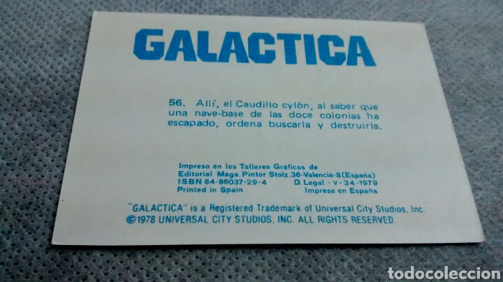 Coleccionismo cromos antiguos: GALACTICA, MAGA, CROMO 56 - Foto 2
