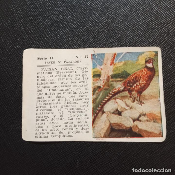 Sammeln alte Sammelbilder: FAISAN AVES Y PAJAROS ALBUM UNIVERSAL CROMO EDICCIONES ESPA&Ntilde;A 1943 - SIN PEGAR - CC2 - 17