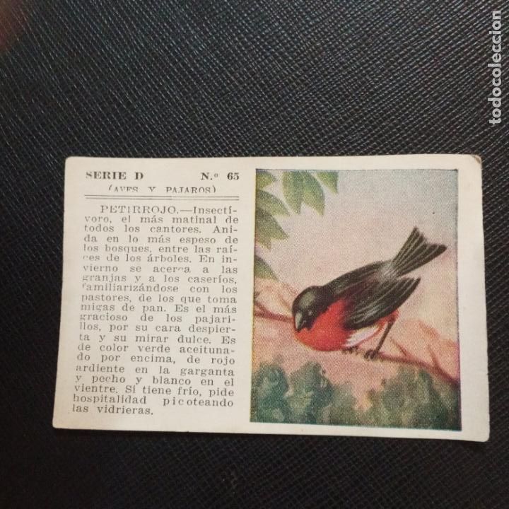Sammeln alte Sammelbilder: PETIRROJO AVES Y PAJAROS ALBUM UNIVERSAL CROMO EDICCIONES ESPA&Ntilde;A 1943 - SIN PEGAR - CC2 - 65