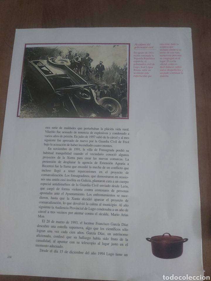 Colecionismo Cromos antigos: CROMO RECORTE RECORTE &Aacute;LBUM ACCIDENTE GOBERNADOR CIVIL LUGO 1931 SEGUNDA REPUBLICA