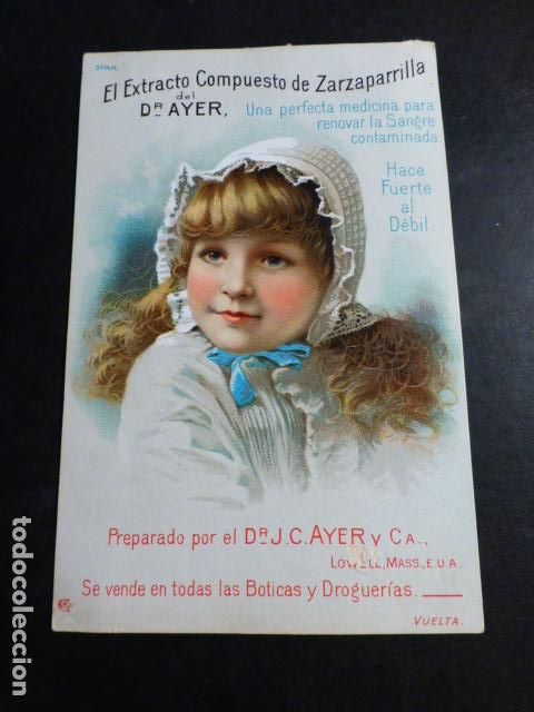 Coleccionismo cromos antiguos: EXTRACTO DE ZARZAPARRILLA DEL DR. AYER CROMO SIGLO XIX