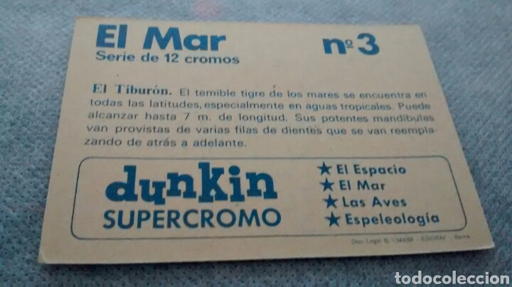 Coleccionismo cromos antiguos: DUNKIN SUPERCROMO, EL MAR N&ordm; 3 - Foto 2