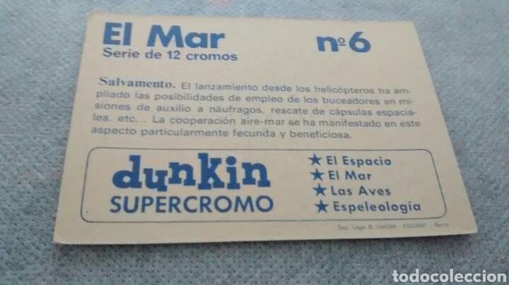 Coleccionismo cromos antiguos: DUNKIN SUPERCROMO, EL MAR N&ordm; 6 (A1) - Foto 2