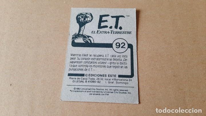 Coleccionismo cromos antiguos: E.T. El Extra-terrestre - ET - n&ordm; 92 - Ediciones Este - 1982 - Nunca Pegado - Foto 2