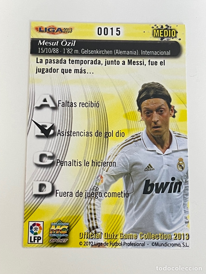 Coleccionismo cromos antiguos: Ozil 15 mundicromo 2012-2013 - Foto 2