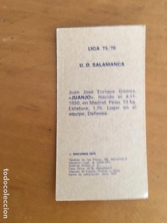 Coleccionismo cromos antiguos: Este 75-76 Juanjo nunca pegado - Foto 2