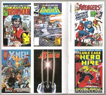 Coleccionismo Cromos antiguos: 101 portadas Marvel que hicieron historia, l&aacute;mina 7 (cromos nros. 7, 25, 43, 61, 81 y 99) - Panini