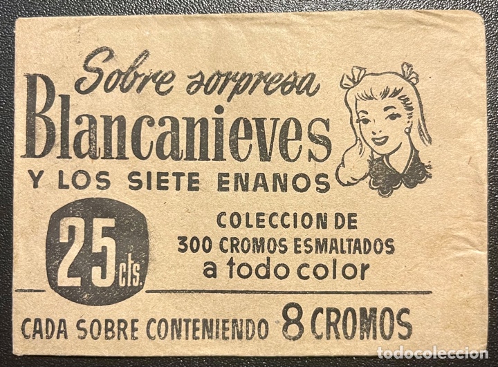 Coleccionismo cromos antiguos: SOBRE VACIO BLANCANIEVES Y LOS SIETE ENANOS. COLECCI&Oacute;N DE 300 CROMOS. BRUGUERA. PERFECTO ESTADO