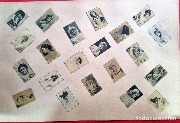 Coleccionismo cromos antiguos: LAMINA 21 CROMOS FOTOTIPIAS CAJAS DE CERILLAS SIGLO XIX MUJERES ARTISTAS CUPLETISTAS D LA EPOCA AT 9