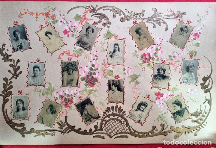 Coleccionismo cromos antiguos: LAMINA 16 CROMOS FOTOTIPIAS CAJAS DE CERILLAS SIGLO XIX MUJERES ARTISTAS CUPLETISTAS DE EPOCA AT 15
