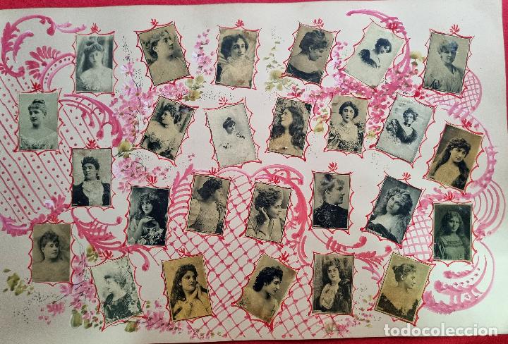 Coleccionismo Cromos antiguos: LAMINA 26 CROMOS FOTOTIPIAS CAJAS DE CERILLAS SIGLO XIX MUJERES ARTISTAS CUPLETISTAS DE EPOCA AT 17