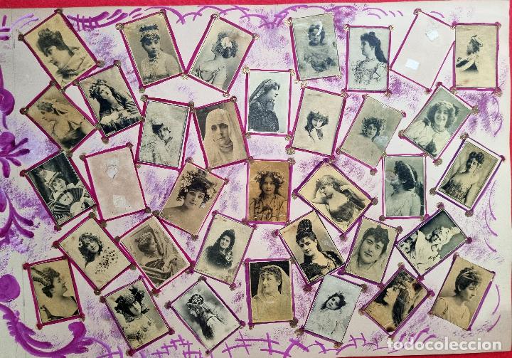 Collectionnisme Cartes &agrave; collectionner anciennes: LAMINA 32 CROMOS FOTOTIPIAS CAJAS DE CERILLAS SIGLO XIX MUJERES ARTISTAS CUPLETISTAS DE EPOCA AT 34