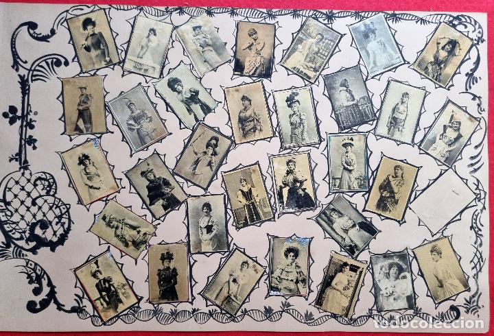 Collectionnisme Cartes &agrave; collectionner anciennes: LAMINA 32 CROMOS FOTOTIPIAS CAJAS DE CERILLAS SIGLO XIX MUJERES ARTISTAS CUPLETISTAS DE EPOCA AT 42