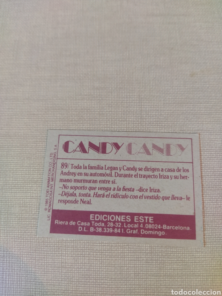 Coleccionismo cromos antiguos: Cromo CANDY CANDY EDICIONES ESTE SIN PEGAR N&deg;89 - Foto 2