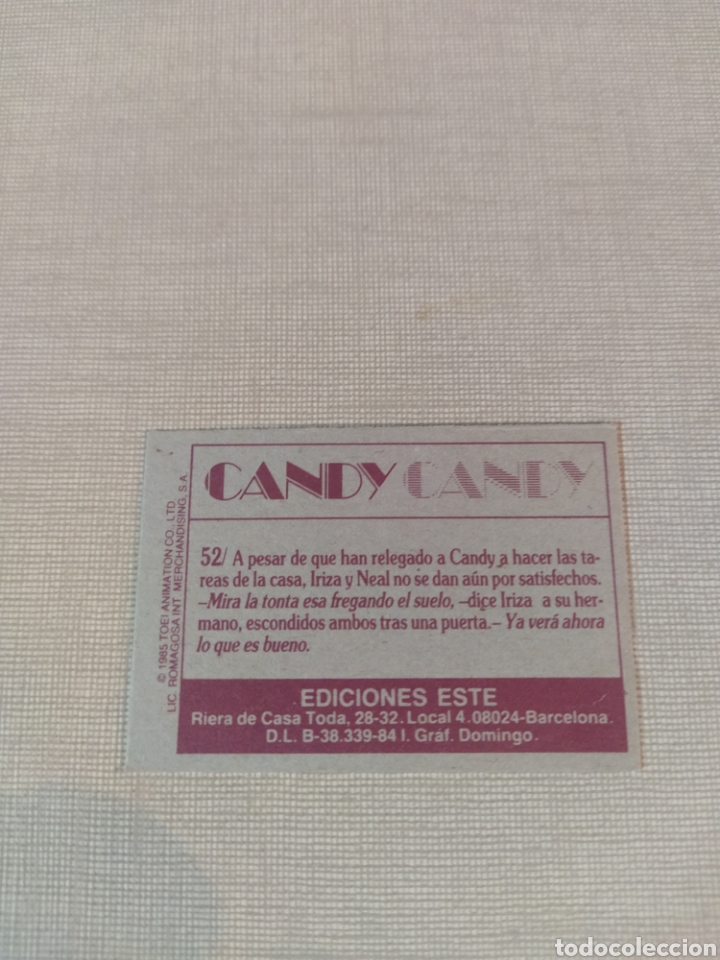 Coleccionismo cromos antiguos: Cromo CANDY CANDY EDICIONES ESTE SIN PEGAR N&deg; 52 - Foto 2