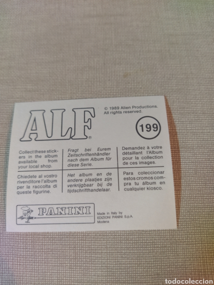 Coleccionismo cromos antiguos: Cromo ALF PANINI 1989 N&deg;199 - Foto 2