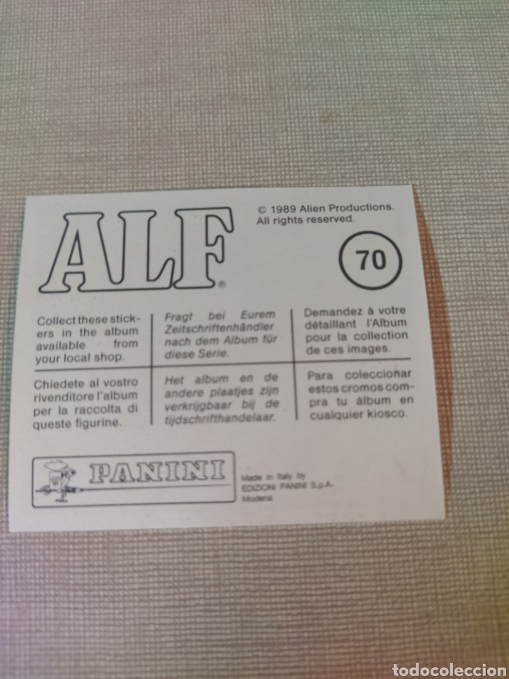 Coleccionismo cromos antiguos: Cromo ALF PANINI 1989 N&deg;70 - Foto 2