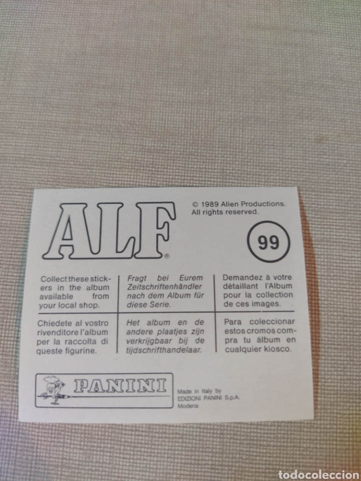 Coleccionismo cromos antiguos: Cromo ALF PANINI 1989 N&deg;99 - Foto 2