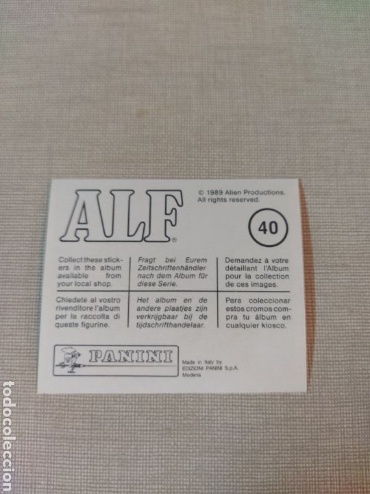 Coleccionismo cromos antiguos: Cromo ALF PANINI 1989 N&deg;40 - Foto 2