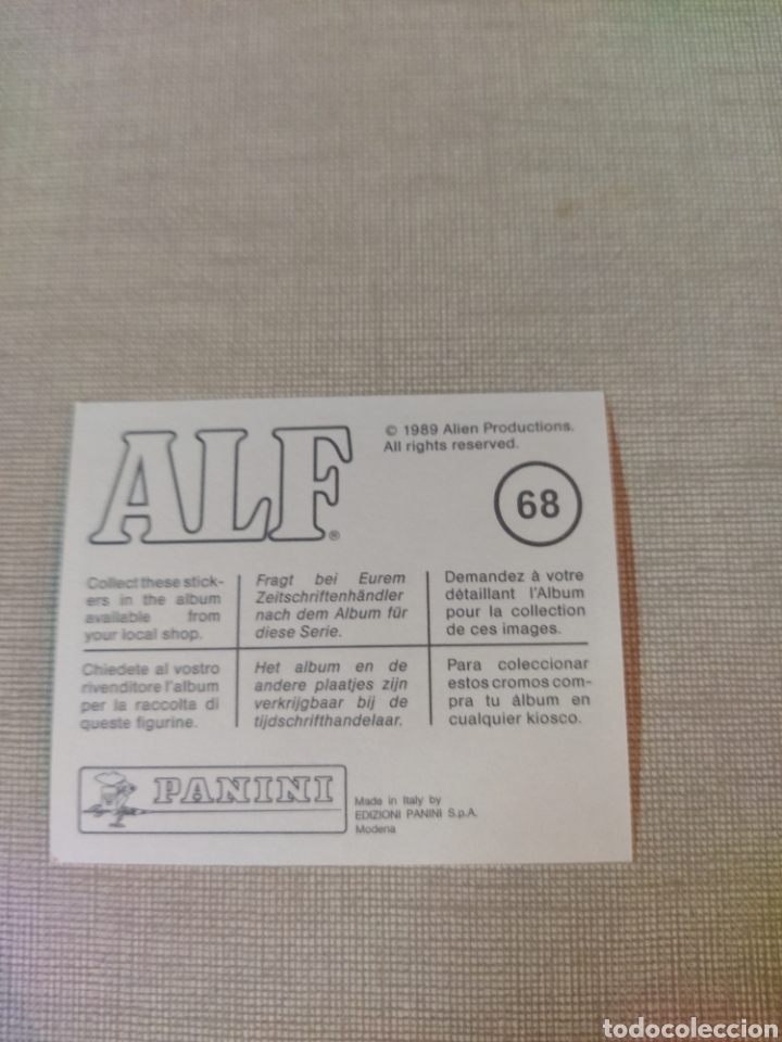 Coleccionismo cromos antiguos: Cromo ALF PANINI 1989 N&deg;68 - Foto 2
