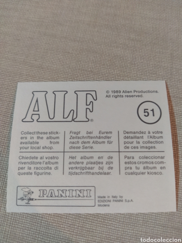 Coleccionismo cromos antiguos: Cromo ALF PANINI 1989 N&deg;51 - Foto 2