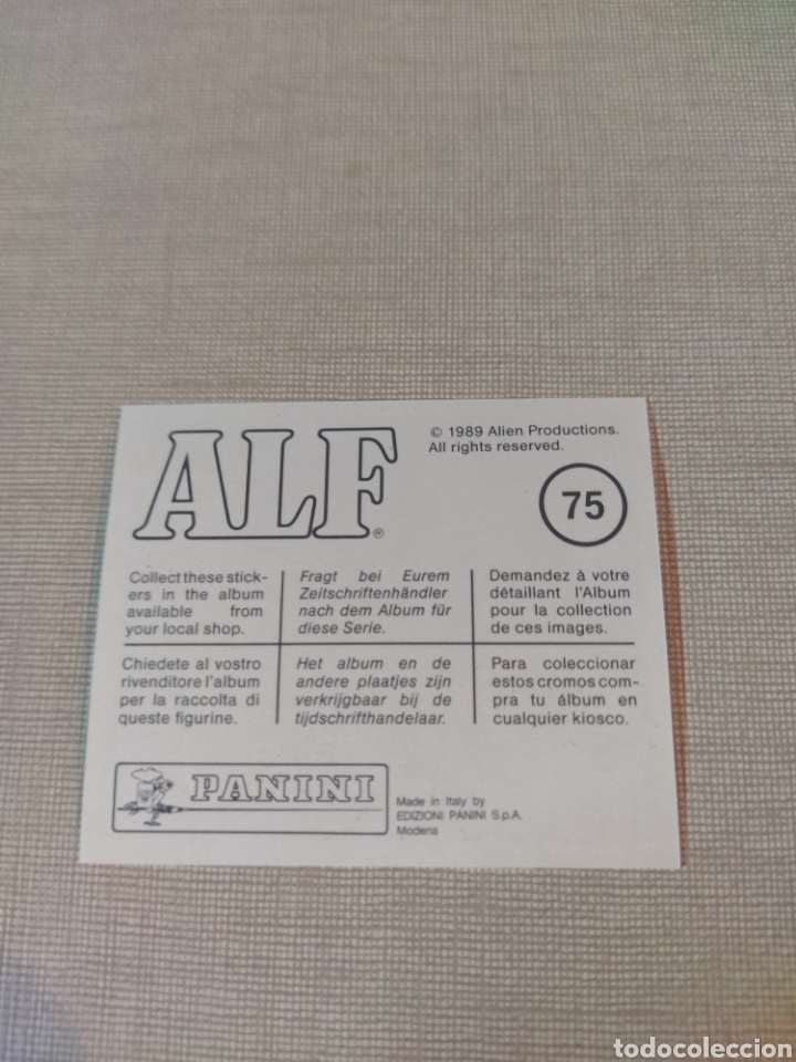 Coleccionismo cromos antiguos: Cromo ALF PANINI 1989 N&deg;75 - Foto 2