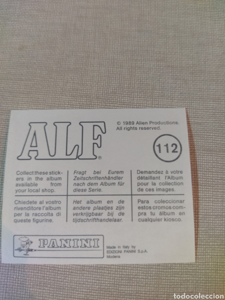 Coleccionismo cromos antiguos: Cromo ALF PANINI 1989 N&deg;112 - Foto 2