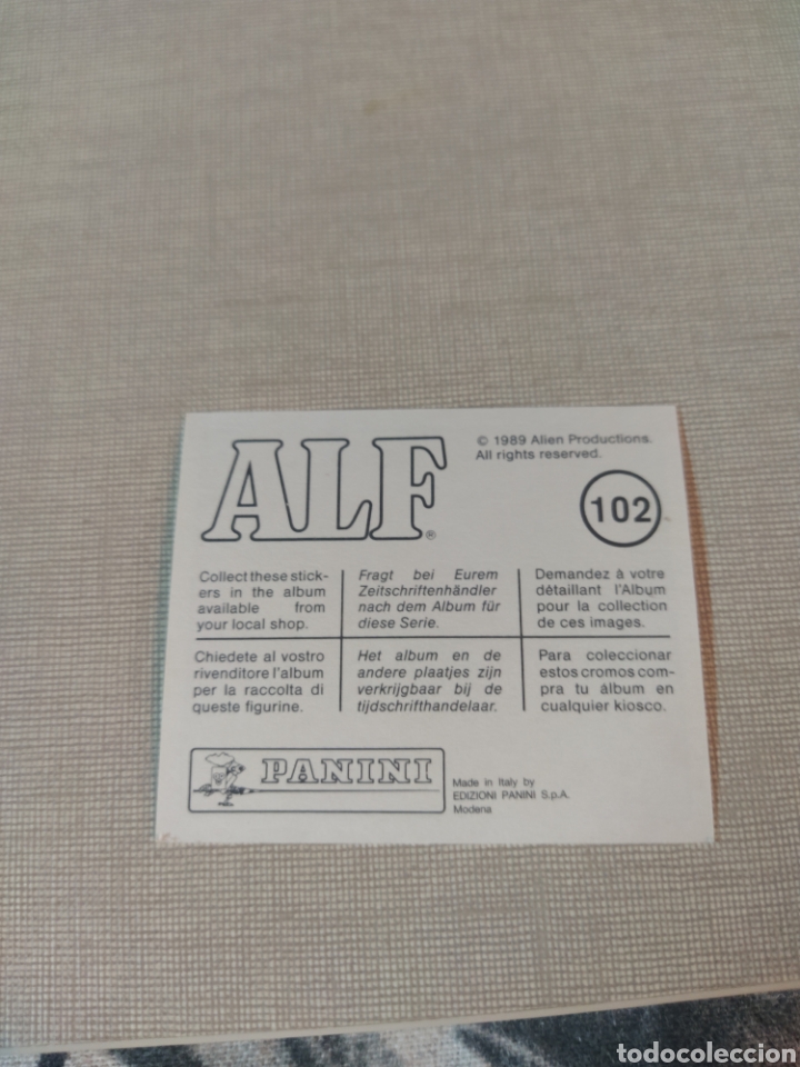 Coleccionismo cromos antiguos: Cromo ALF PANINI 1989 N&deg;102 - Foto 2