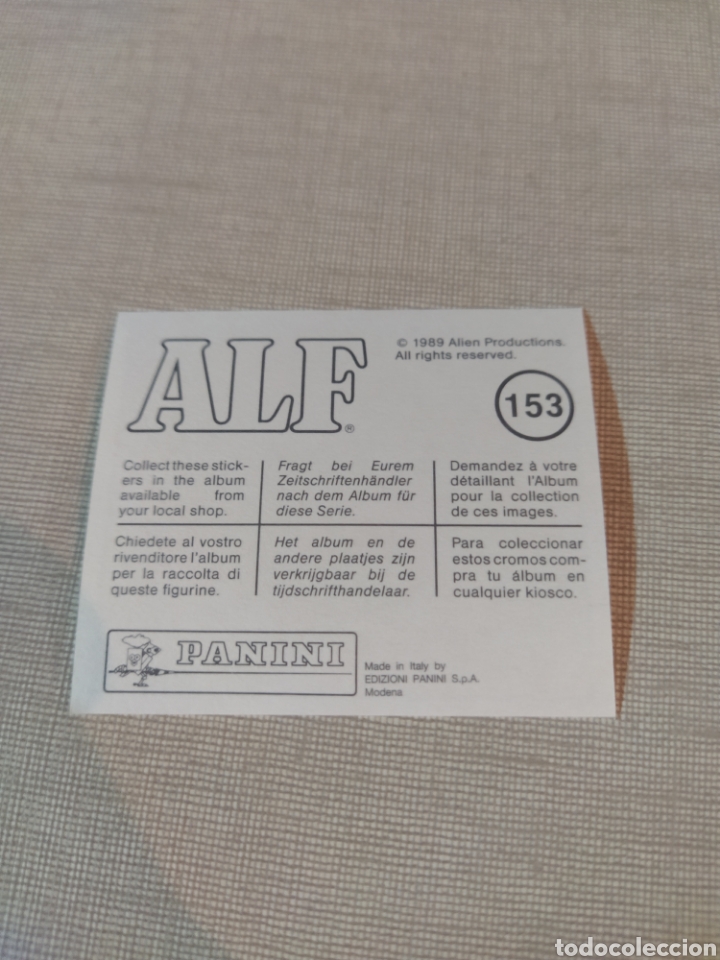 Coleccionismo cromos antiguos: Cromo ALF PANINI 1989 N&deg;153 - Foto 2