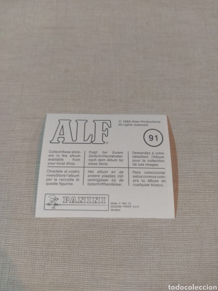 Coleccionismo cromos antiguos: Cromo ALF PANINI 1989 N&deg; 91 - Foto 2