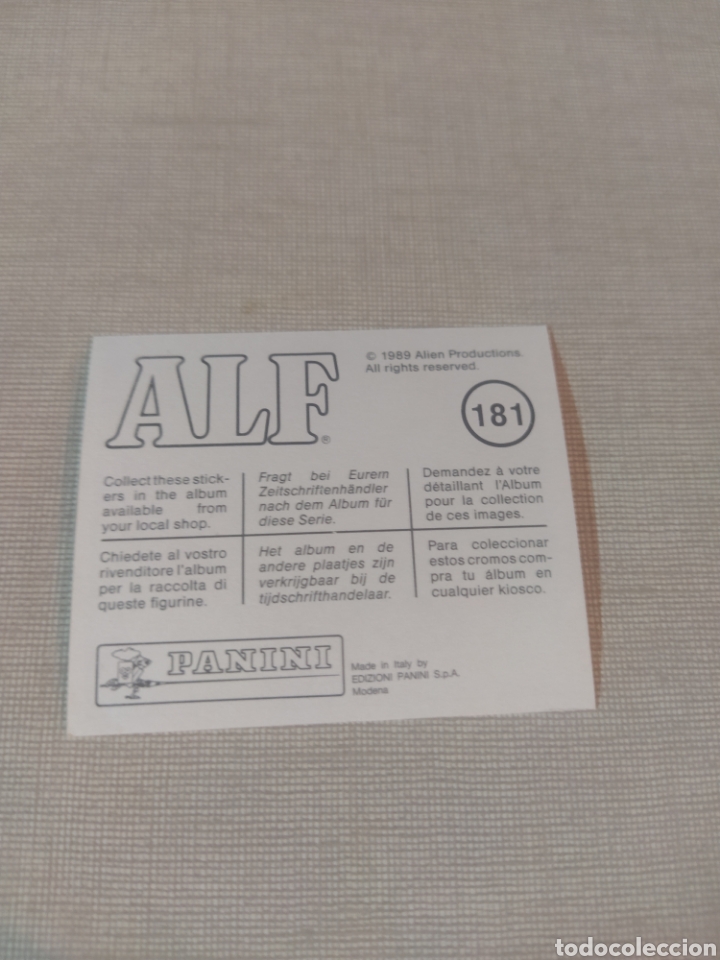 Coleccionismo cromos antiguos: Cromo ALF PANINI 1989 N&deg;181 - Foto 2