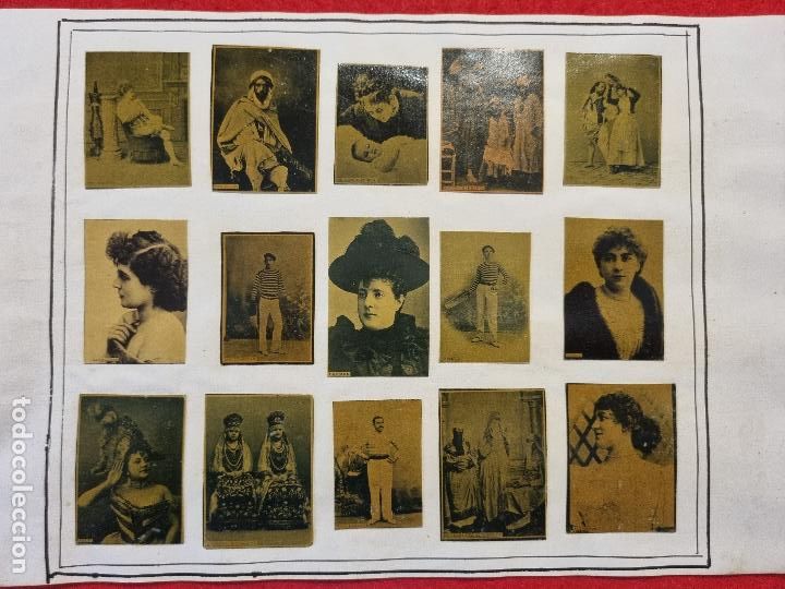 Collezionismo Figurine antiche: HOJA CON 15 CROMOS POSTALITAS CAJAS CERILLAS ANTIGUAS FOTOTIPIAS SIGLO XIX ORIGINALES RS34