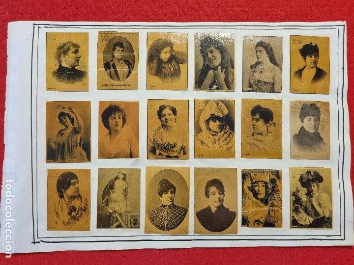 Collectable Antique Stickers: HOJA CON 18 CROMOS CUPLETISTAS CAJAS CERILLAS ANTIGUAS FOTOTIPIAS SIGLO XIX ORIGINALES RS42