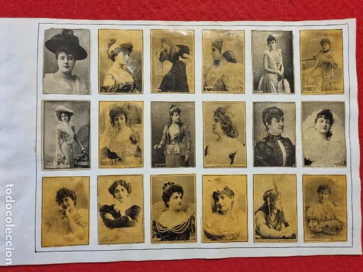 Collectable Antique Stickers: HOJA CON 18 CROMOS CUPLETISTAS CAJAS CERILLAS ANTIGUAS FOTOTIPIAS SIGLO XIX ORIGINALES RS50