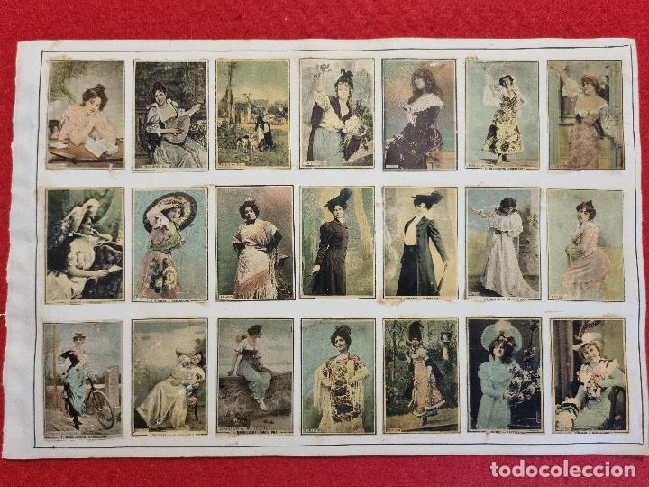 Collectable Antique Stickers: HOJA CON 21 CROMOS CUPLETISTAS CAJAS CERILLAS ANTIGUAS FOTOTIPIAS SIGLO XIX ORIGINALES RS52