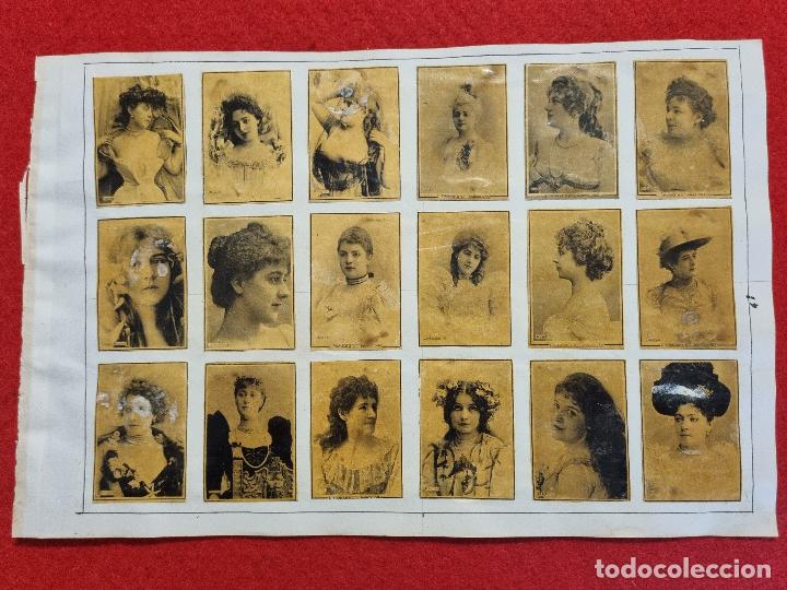 Collectable Antique Stickers: HOJA CON 18 CROMOS CUPLETISTAS CAJAS CERILLAS ANTIGUAS FOTOTIPIAS SIGLO XIX ORIGINALES RS54