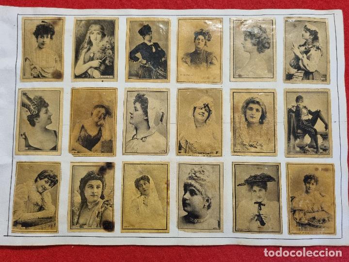 Collectable Antique Stickers: HOJA CON 18 CROMOS CUPLETISTAS CAJAS CERILLAS ANTIGUAS FOTOTIPIAS SIGLO XIX ORIGINALES RS55