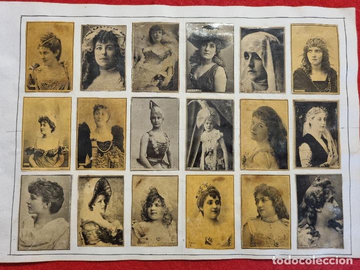 Collectable Antique Stickers: HOJA CON 18 CROMOS CUPLETISTAS CAJAS CERILLAS ANTIGUAS FOTOTIPIAS SIGLO XIX ORIGINALES RS56