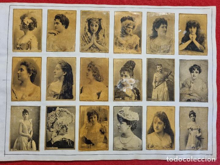 Collectable Antique Stickers: HOJA CON 18 CROMOS CUPLETISTAS CAJAS CERILLAS ANTIGUAS FOTOTIPIAS SIGLO XIX ORIGINALES RS57