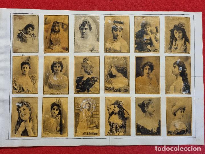Collectable Antique Stickers: HOJA CON 18 CROMOS CUPLETISTAS CAJAS CERILLAS ANTIGUAS FOTOTIPIAS SIGLO XIX ORIGINALES RS58