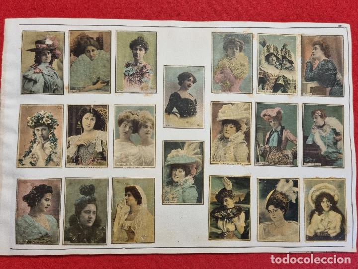 Collectable Antique Stickers: HOJA CON 20 CROMOS CUPLETISTAS CAJAS CERILLAS ANTIGUAS FOTOTIPIAS SIGLO XIX ORIGINALES RS59