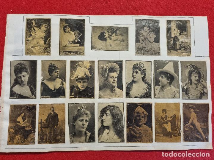 Collectable Antique Stickers: HOJA CON 19 CROMOS CUPLETISTAS CAJAS CERILLAS ANTIGUAS FOTOTIPIAS SIGLO XIX ORIGINALES RS60