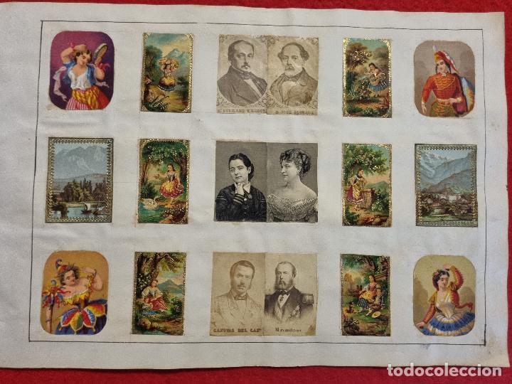 Coleccionismo cromos antiguos: HOJA CON 18 CROMOS ANTIGUOS CAJAS CERILLAS ANTIGUAS FOTOTIPIAS SIGLO XIX ORIGINALES RS69