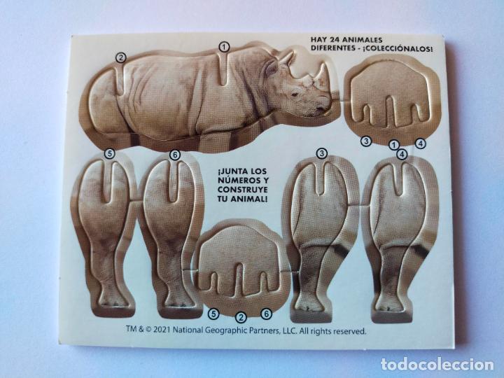 Colecionismo Cromos antigos: WILDLIFE EXPLORER NATIONAL GEOGRAPHIC PIEZAS PARA MONTAR FIGURA 3D RINOCERONTE ALCAMPO 2021