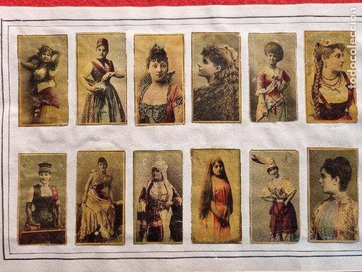 Coleccionismo Cromos antiguos: HOJA CON 12 CROMOS CAJAS CERILLAS ANTIGUAS FOTOTIPIAS CUPLETISTAS SIGLO XIX ORIGINALES RS73