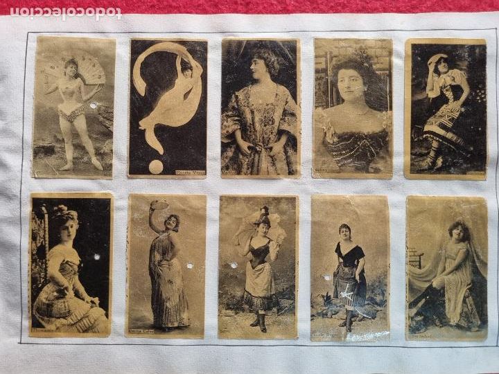 Colecionismo Cromos antigos: HOJA CON 10 CROMOS CAJAS CERILLAS ANTIGUAS FOTOTIPIAS CUPLETISTAS SIGLO XIX ORIGINALES RS92